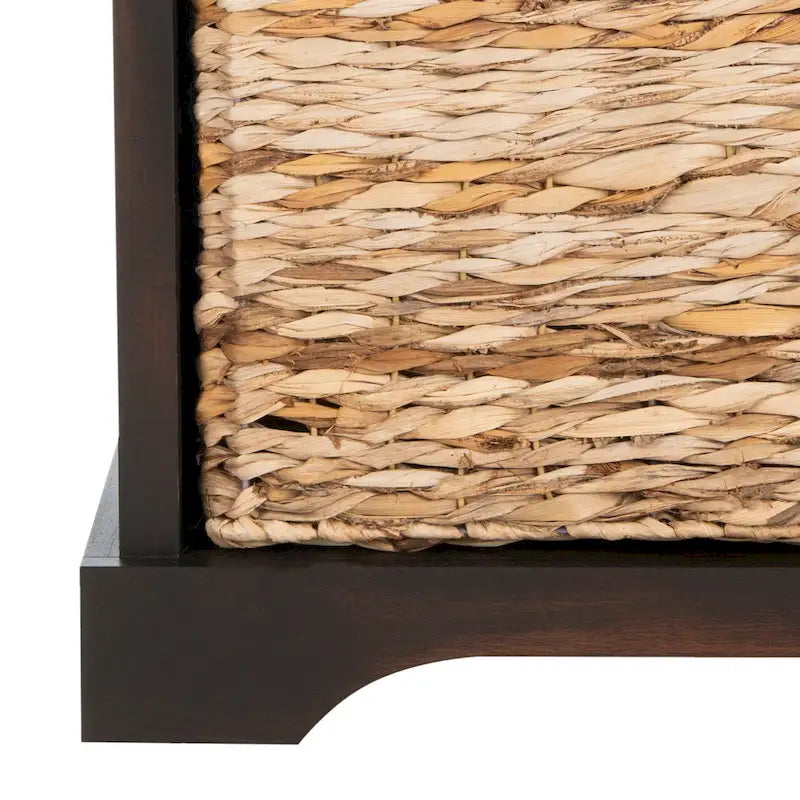 Brown Woven Storage Basket Bench - 33.5 x 16.1 x 19.9 - 34Wx16Dx20H