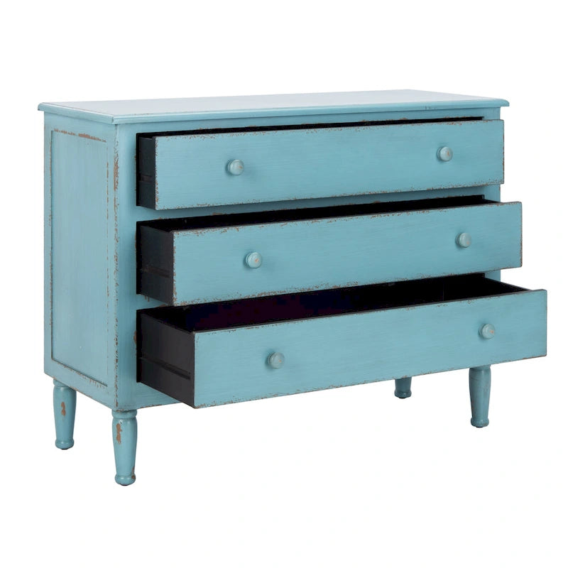 Distressed Blue 3-Drawer Storage Chest