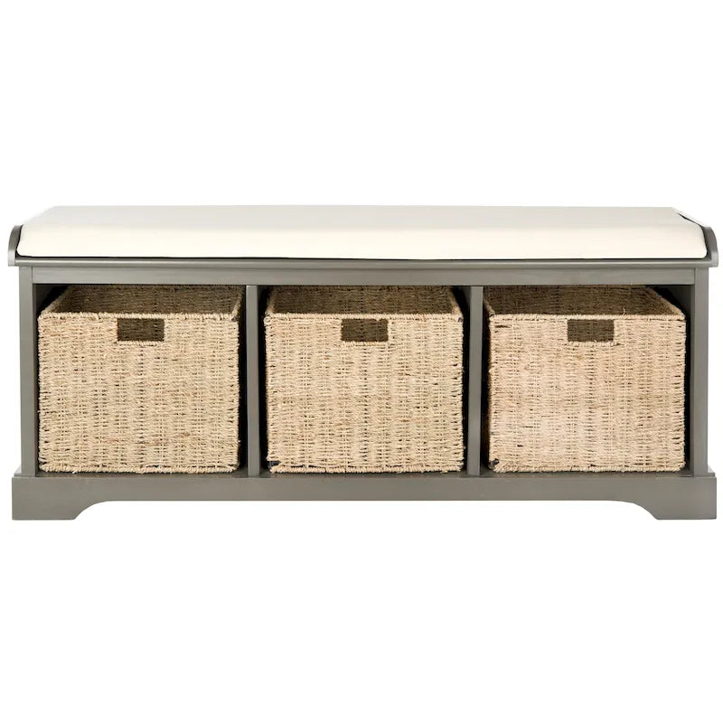 Grey/ White Storage Bench - 47 x 16.1 x 19.9 - 47Wx16Dx20H