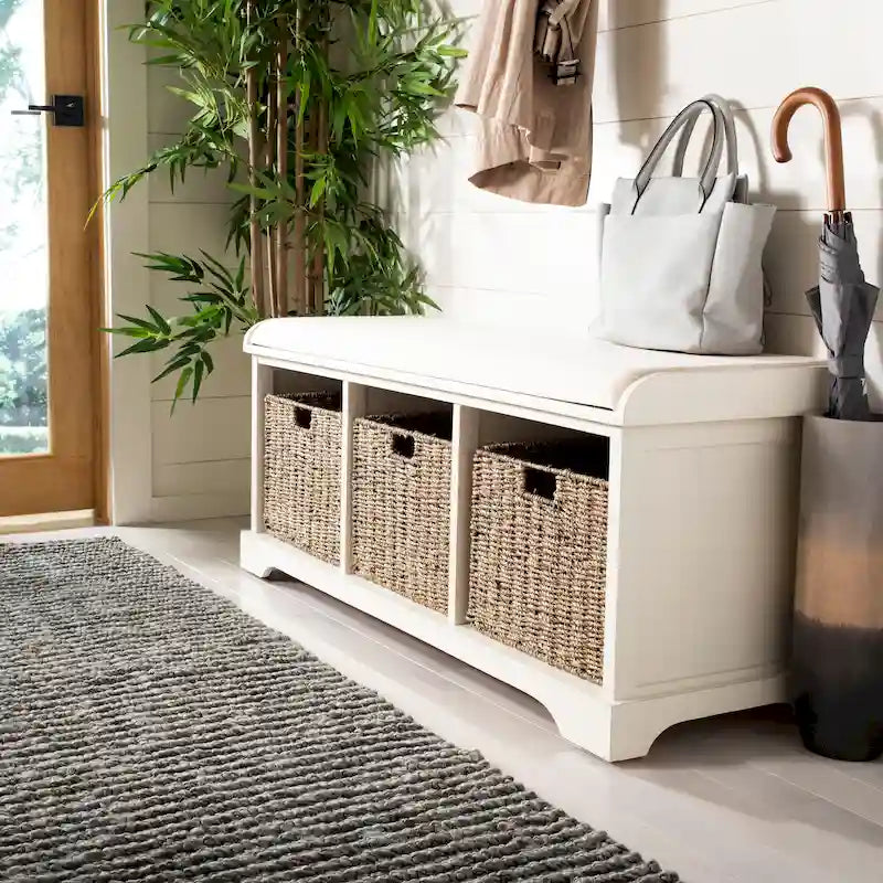 Grey/ White Storage Bench - 47 x 16.1 x 19.9 - 47Wx16Dx20H