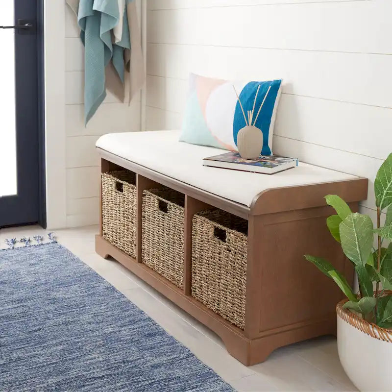 Grey/ White Storage Bench - 47 x 16.1 x 19.9 - 47Wx16Dx20H