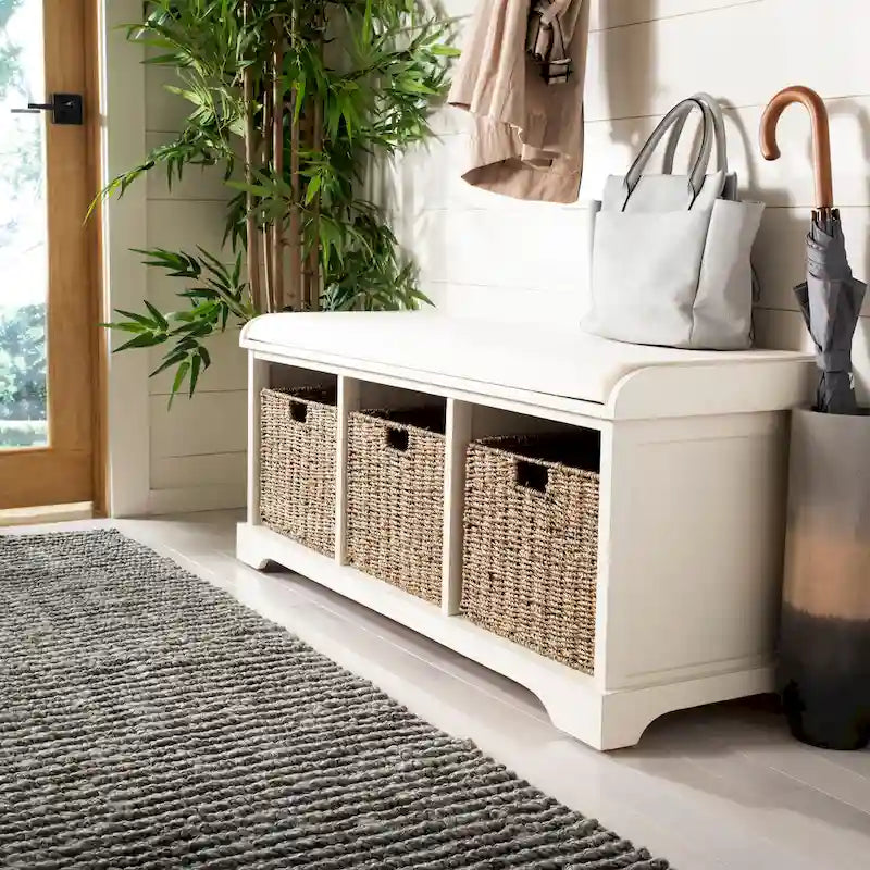 Grey/ White Storage Bench - 47 x 16.1 x 19.9 - 47Wx16Dx20H