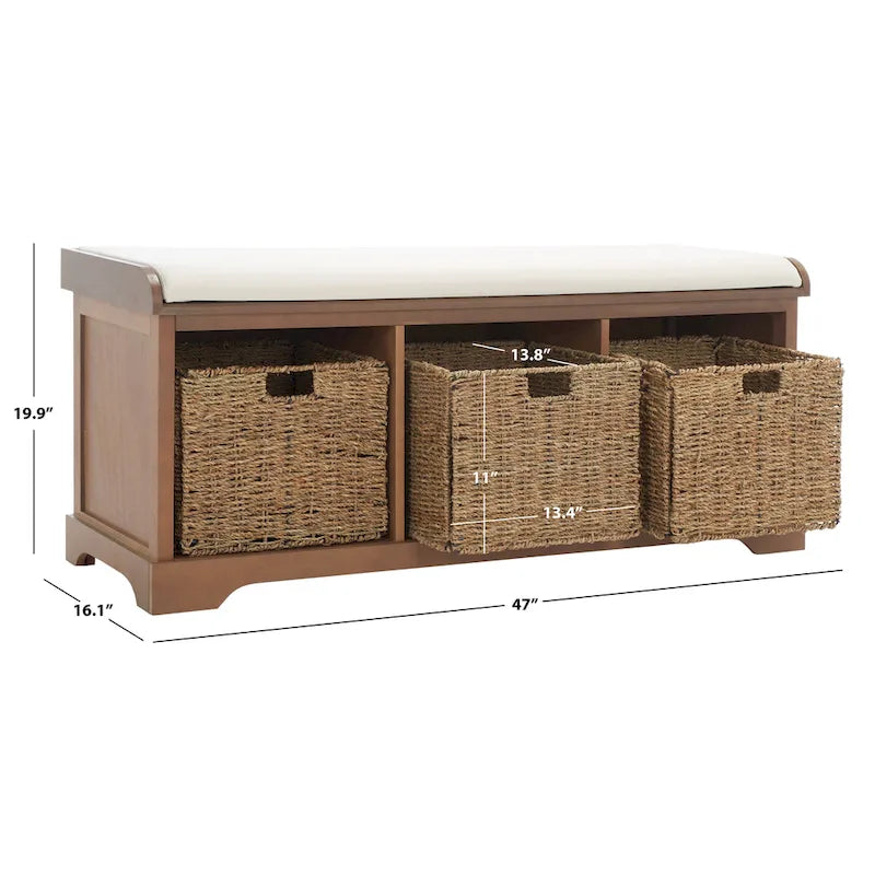Grey/ White Storage Bench - 47 x 16.1 x 19.9 - 47Wx16Dx20H