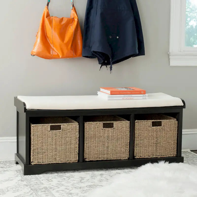 Grey/ White Storage Bench - 47 x 16.1 x 19.9 - 47Wx16Dx20H