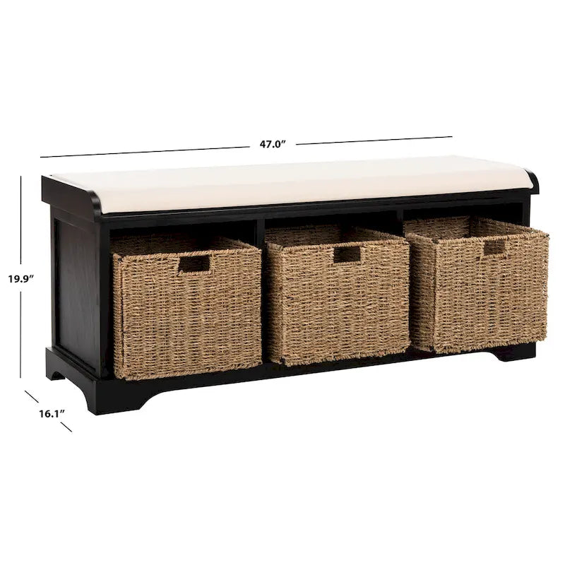 Grey/ White Storage Bench - 47 x 16.1 x 19.9 - 47Wx16Dx20H