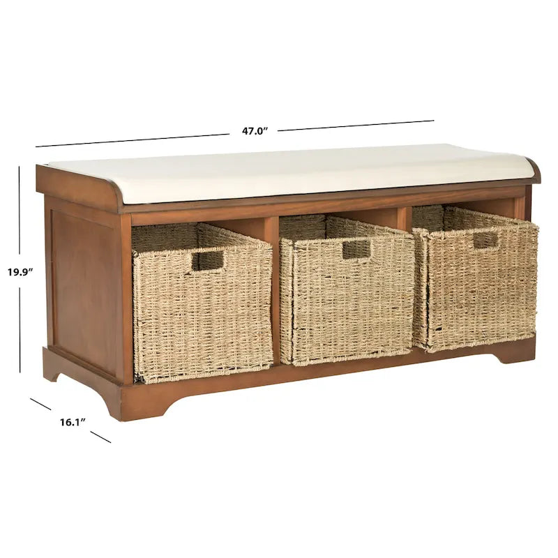 Grey/ White Storage Bench - 47 x 16.1 x 19.9 - 47Wx16Dx20H