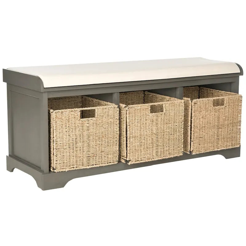 Grey/ White Storage Bench - 47 x 16.1 x 19.9 - 47Wx16Dx20H