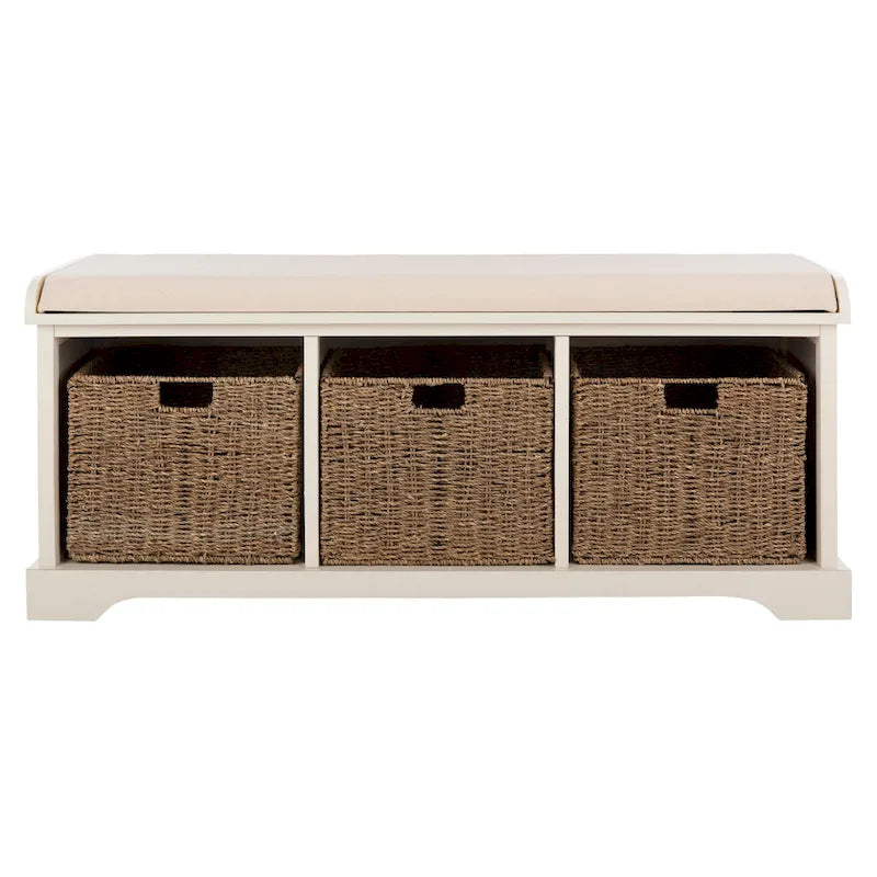 Grey/ White Storage Bench - 47 x 16.1 x 19.9 - 47Wx16Dx20H