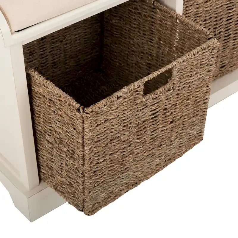 Grey/ White Storage Bench - 47 x 16.1 x 19.9 - 47Wx16Dx20H
