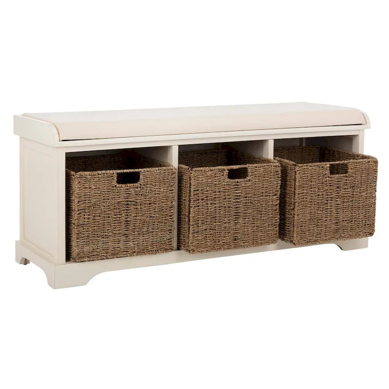 Grey/ White Storage Bench - 47 x 16.1 x 19.9 - 47Wx16Dx20H