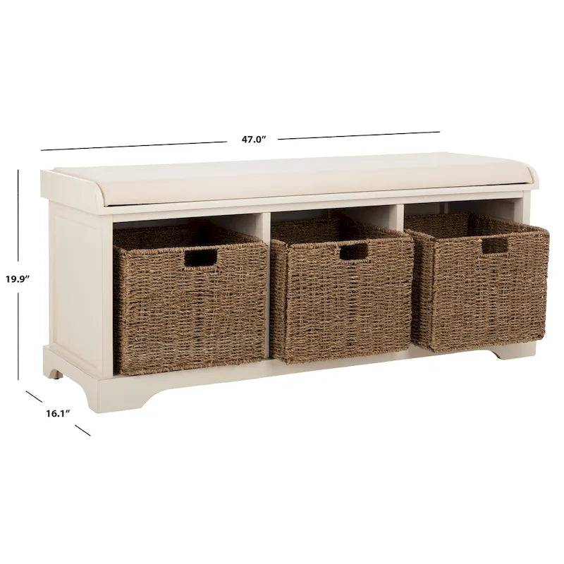 Grey/ White Storage Bench - 47 x 16.1 x 19.9 - 47Wx16Dx20H