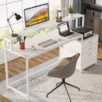 63 Computertisch mit Monitoraufsatz, ergonomischer Home-Office-Schreibtisch mit Schubladen und Aktenschrank