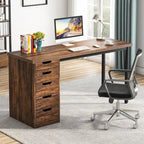 47-Zoll Computertisch mit 5 Schubladen, Schreibtisch aus Holz und Metall für Arbeitszimmer und Wohnzimmer