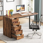 47-Zoll Computertisch mit 5 Schubladen, Schreibtisch aus Holz und Metall für Arbeitszimmer und Wohnzimmer