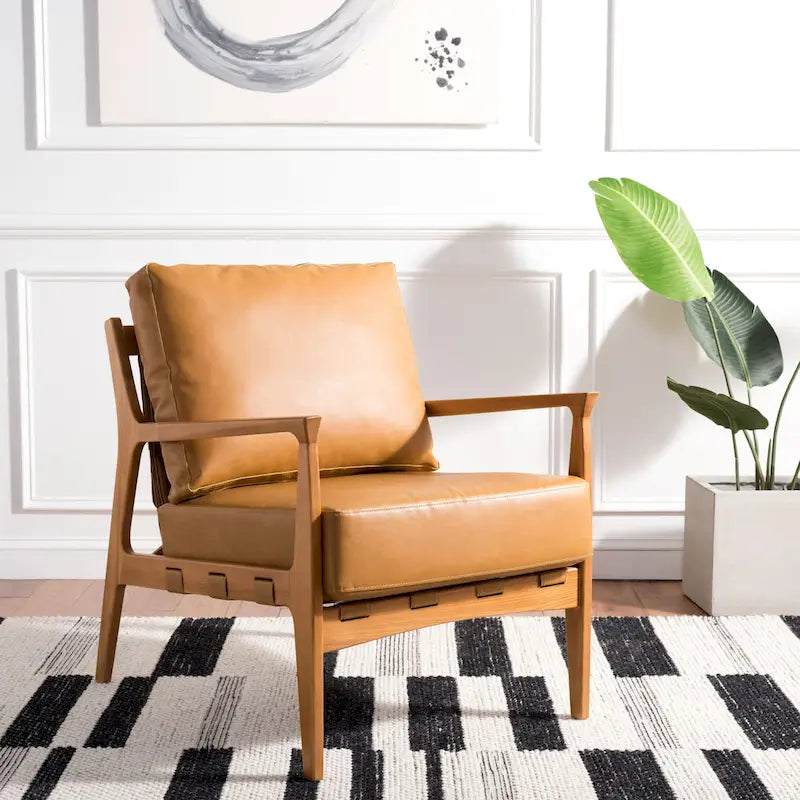 Solid Wood Accent Chair with Cushion (Fully Assembled) - 28 In. W x 33 In. D x 34 In. H - 28Wx33Dx34H