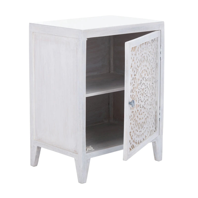 Single-Door Carved Nightstand