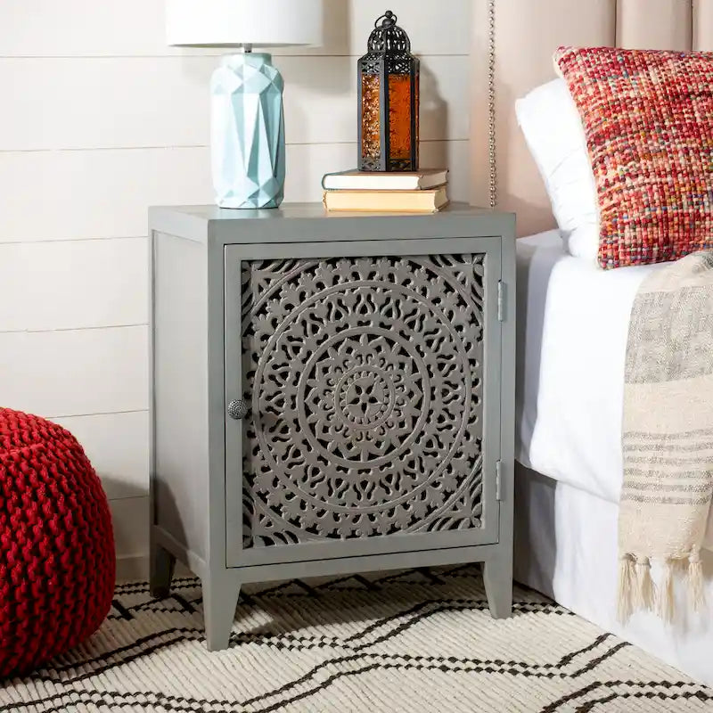 Single-Door Carved Nightstand