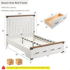 Bauernhaus-Queensize-Bettgestell mit 54" hohem Kopfteil und 2 großen Schubladen