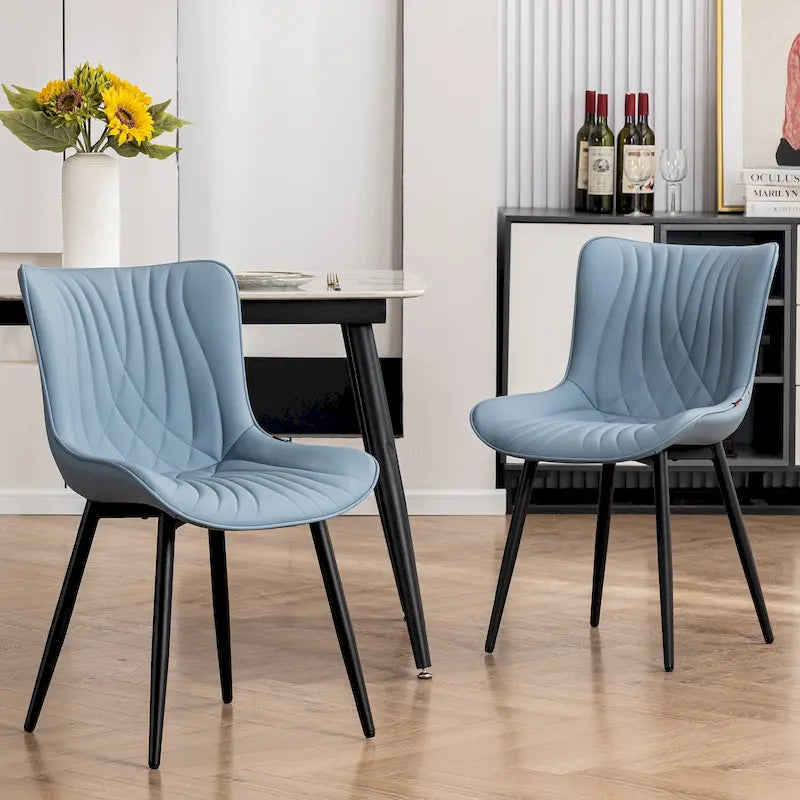 Modern Upholstered Leather Armless Dining Chairs