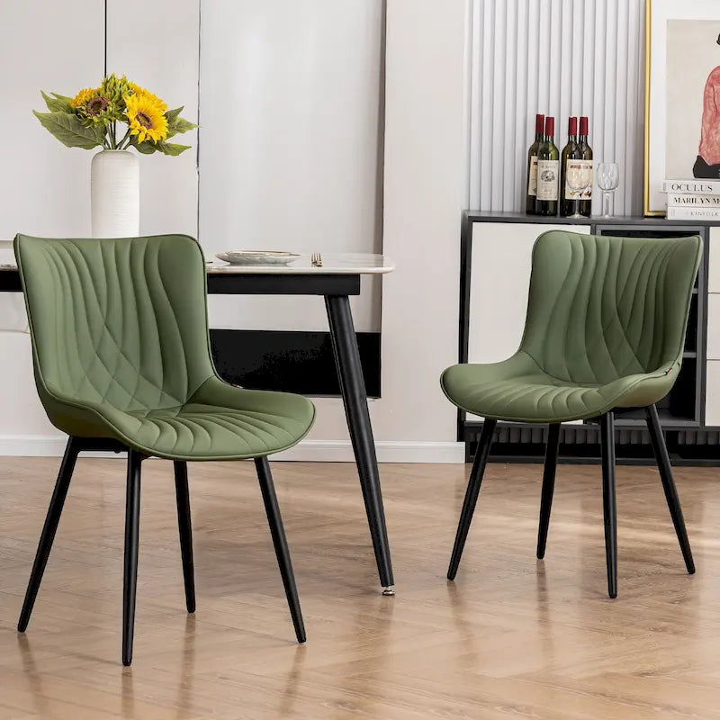 Modern Upholstered Leather Armless Dining Chairs
