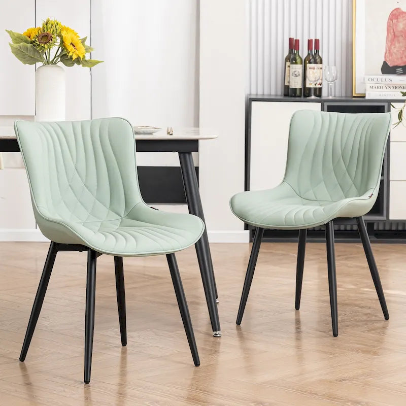 Modern Upholstered Leather Armless Dining Chairs