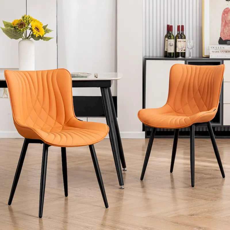 Modern Upholstered Leather Armless Dining Chairs