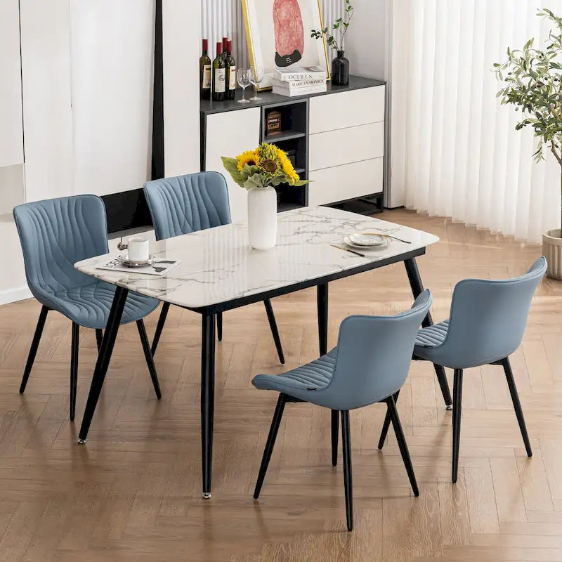 Modern Upholstered Leather Armless Dining Chairs