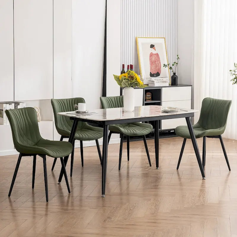 Modern Upholstered Leather Armless Dining Chairs