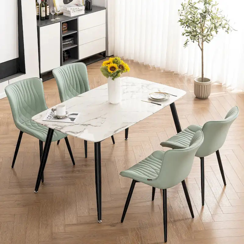 Modern Upholstered Leather Armless Dining Chairs