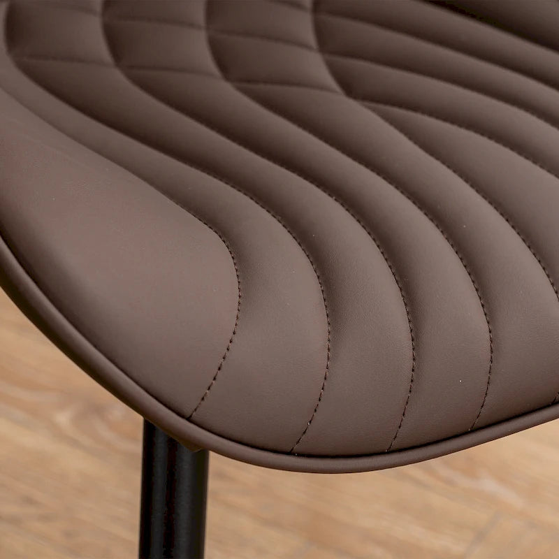 Modern Upholstered Leather Armless Dining Chairs