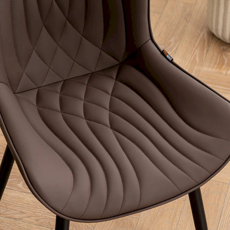 Modern Upholstered Leather Armless Dining Chairs