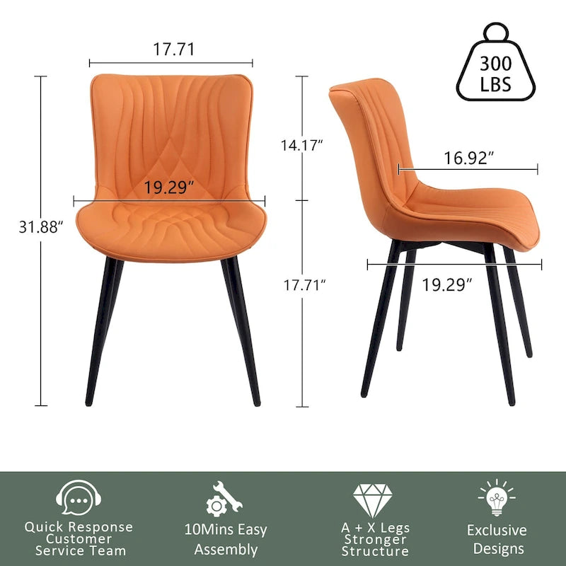 Modern Upholstered Leather Armless Dining Chairs