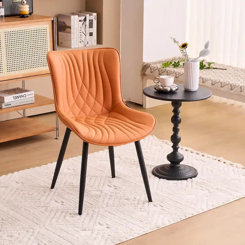 Modern Upholstered Leather Armless Dining Chairs