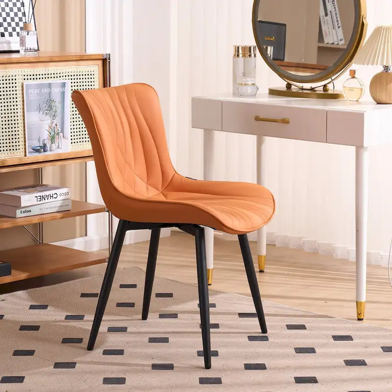 Modern Upholstered Leather Armless Dining Chairs