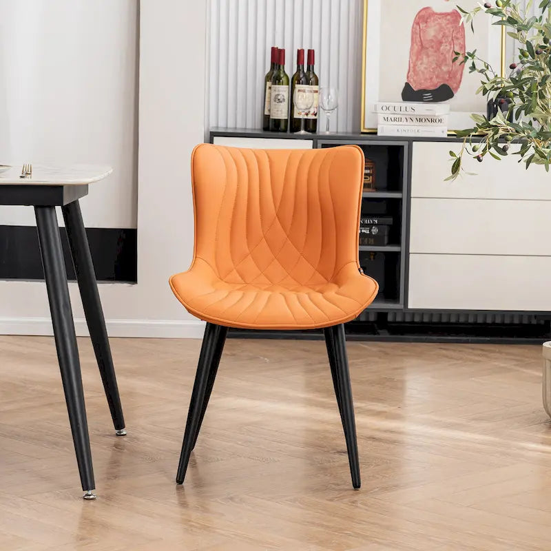 Modern Upholstered Leather Armless Dining Chairs