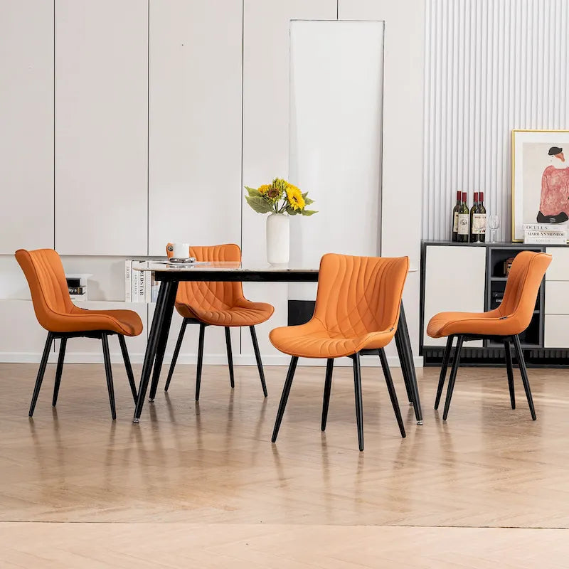Modern Upholstered Leather Armless Dining Chairs