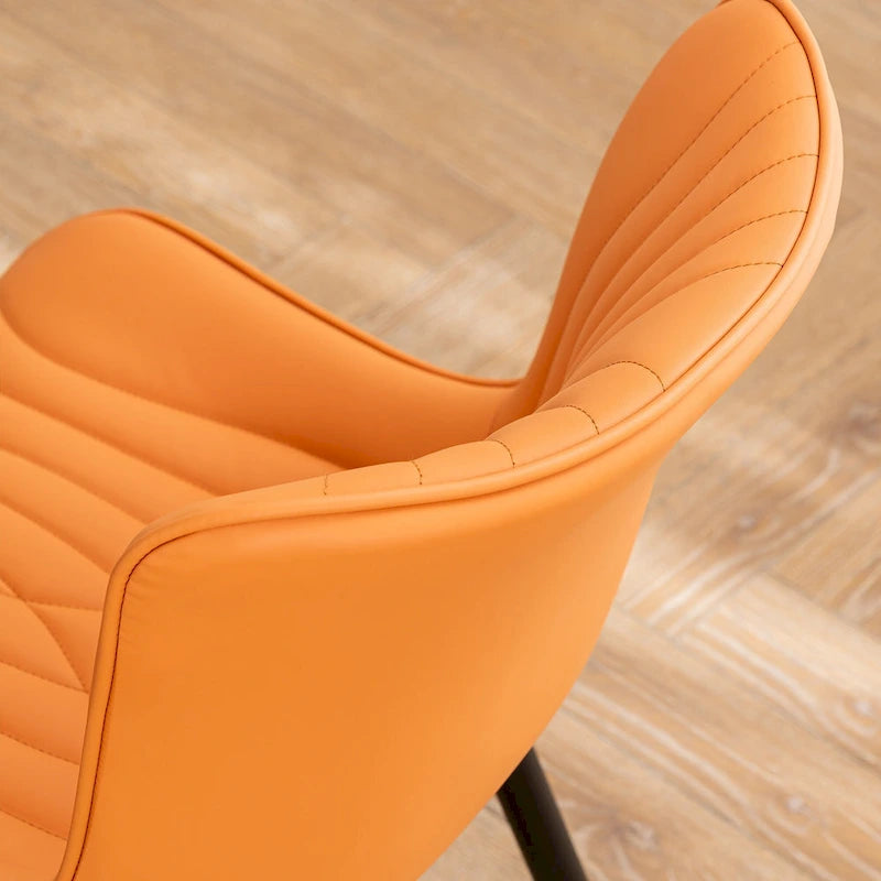 Modern Upholstered Leather Armless Dining Chairs