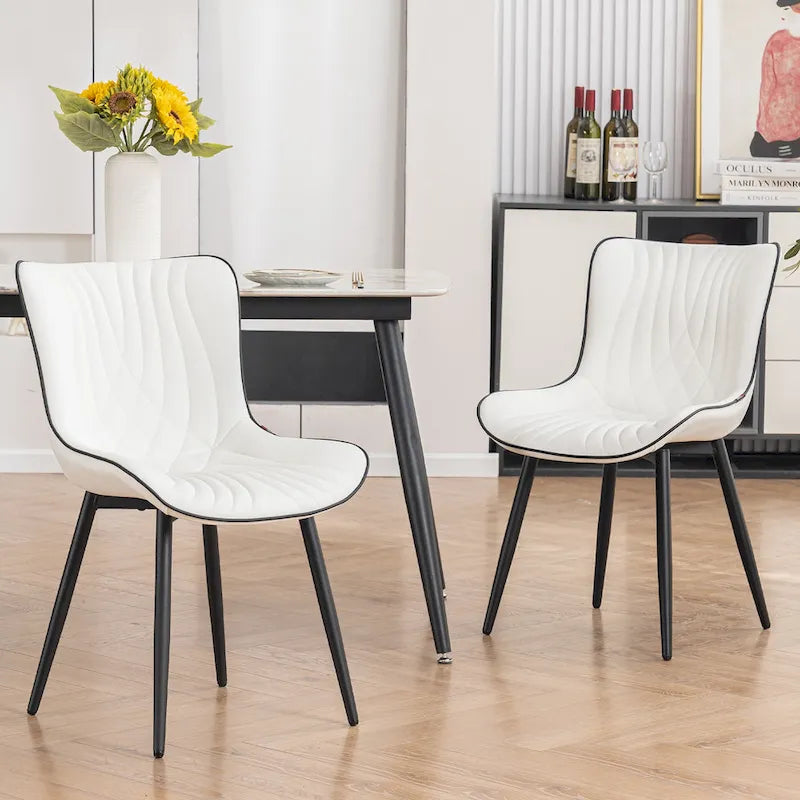 Modern Upholstered Leather Armless Dining Chairs