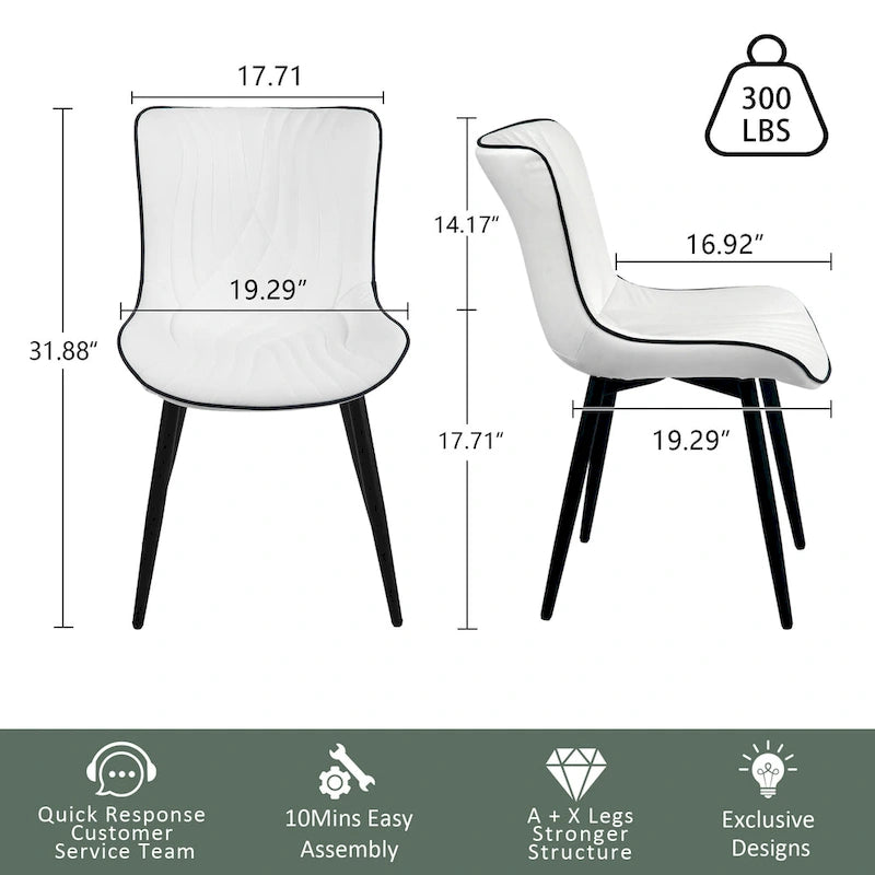 Modern Upholstered Leather Armless Dining Chairs