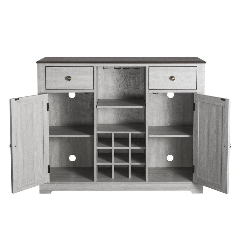 47 in. Modern X-Door Wine Cabinet w/ Built-in Wine Rack - 47 in Width