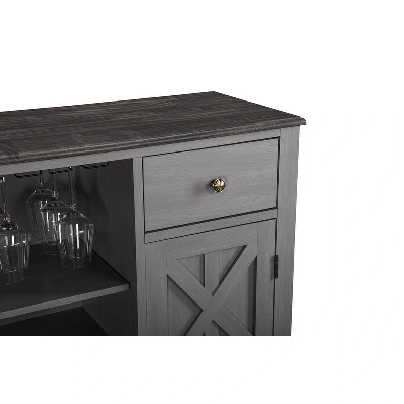 47 in. Modern X-Door Wine Cabinet w/ Built-in Wine Rack - 47 in Width