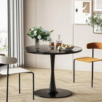 Mid-Century Modern runder Küchen- oder Esstisch mit hochwertiger MDF-Platte und Stahlsockel für das Esszimmer