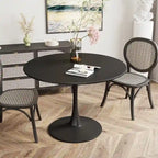Mid-Century Modern runder Küchen- oder Esstisch mit hochwertiger MDF-Platte und Stahlsockel für das Esszimmer