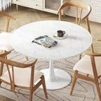 Mid-Century Modern runder Küchen- oder Esstisch mit hochwertiger MDF-Platte und Stahlsockel für das Esszimmer
