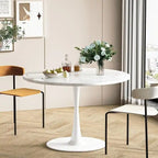 Mid-Century Modern runder Küchen- oder Esstisch mit hochwertiger MDF-Platte und Stahlsockel für das Esszimmer