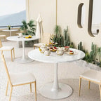 Mid-Century Modern runder Küchen- oder Esstisch mit hochwertiger MDF-Platte und Stahlsockel für das Esszimmer