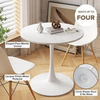 Mid-Century Modern runder Küchen- oder Esstisch mit hochwertiger MDF-Platte und Stahlsockel für das Esszimmer