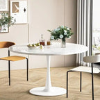 Mid-Century Modern runder Küchen- oder Esstisch mit hochwertiger MDF-Platte und Stahlsockel für das Esszimmer