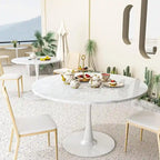 Mid-Century Modern runder Küchen- oder Esstisch mit hochwertiger MDF-Platte und Stahlsockel für das Esszimmer