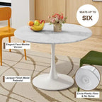 Mid-Century Modern runder Küchen- oder Esstisch mit hochwertiger MDF-Platte und Stahlsockel für das Esszimmer